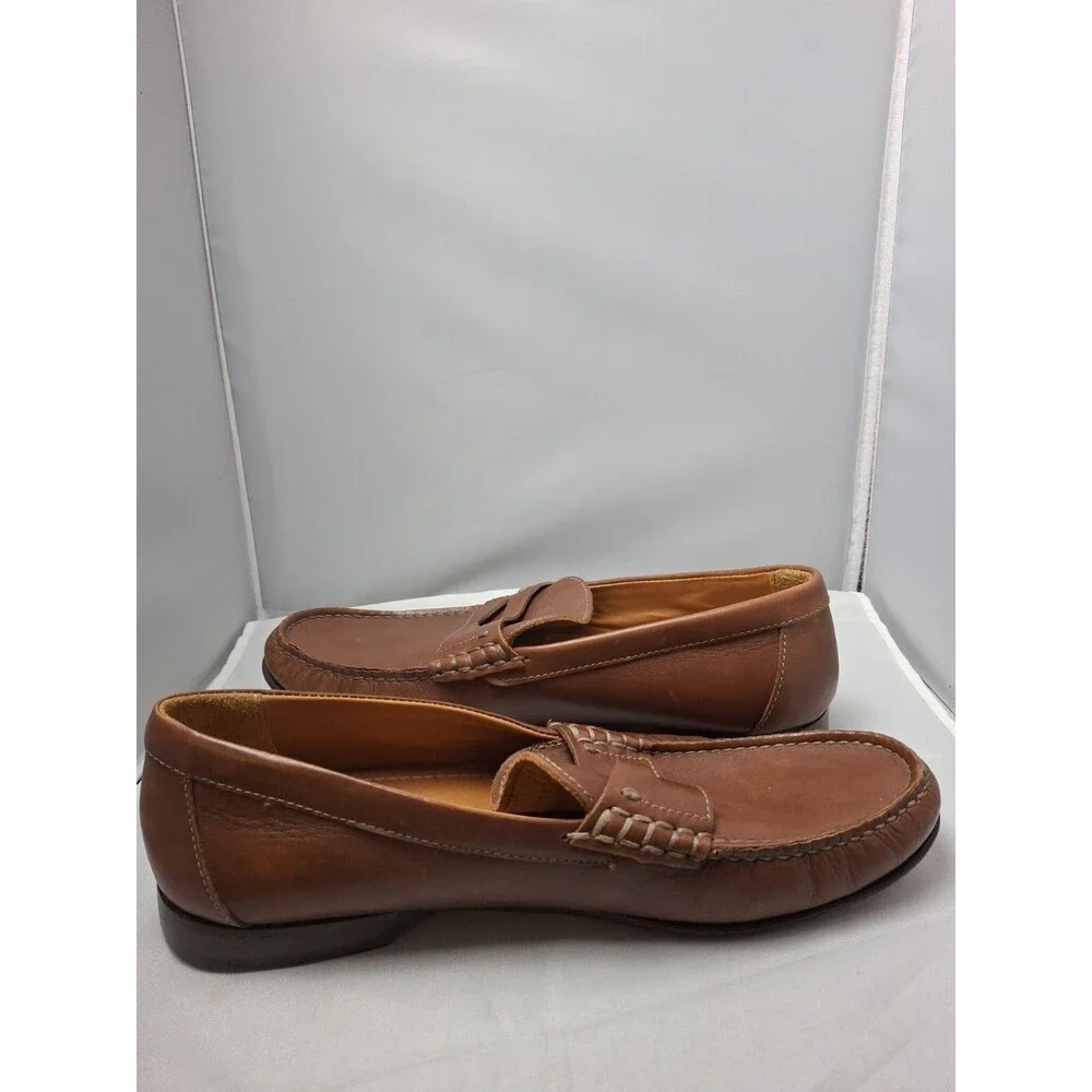 Testoni BASIC Men's Brown Leather Penny Loafers Shoes Size 9.5